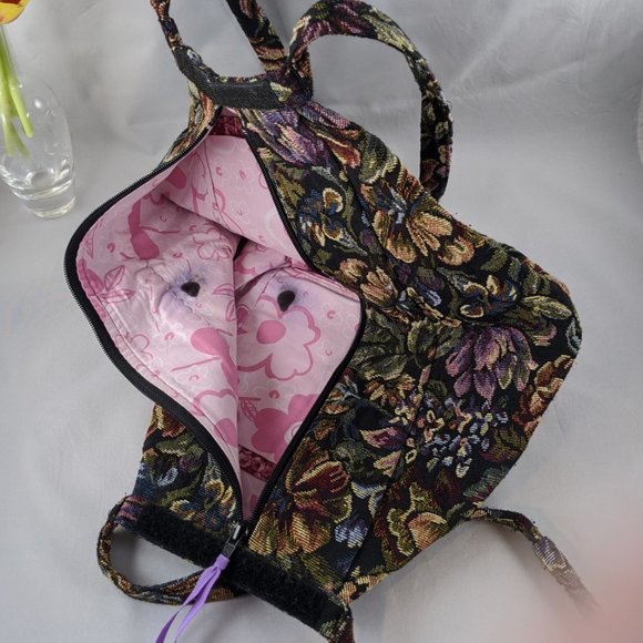 Vintage Handmade Womens Upholstery Folding Velcro Zip Shoulder Bag - Picture 6 of 8